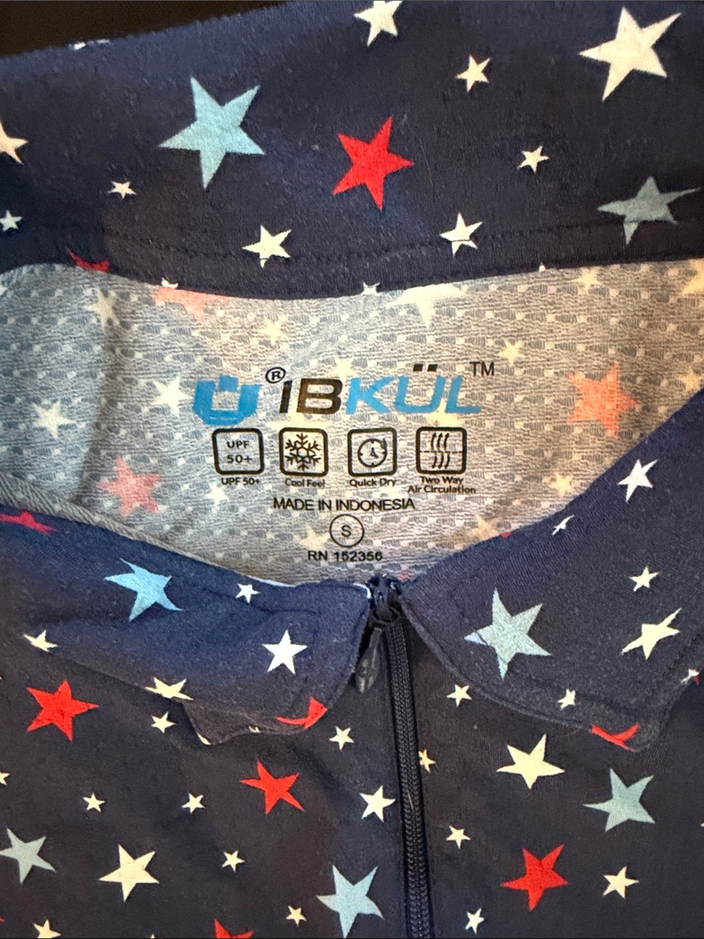 IBKUL Navy Star-Print Sleeveless Polo Tank with Red, Light Blue, and White Stars - Picture 2 of 2